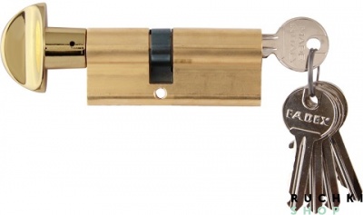 Цилиндр WC 70мм (40-30) ключ/вертушка, Полированная латунь, Melodia