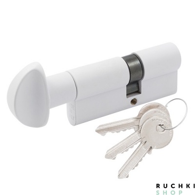 Цилиндр для межкомнатных дверей WC 60мм (30-30) ключ/вертушка, Белый, Cortellezzi Primo