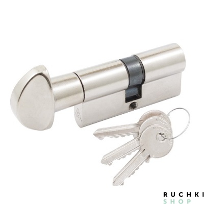 Цилиндр для межкомнатных дверей WC 60мм (30-30) ключ/вертушка, Никель, Cortellezzi Primo