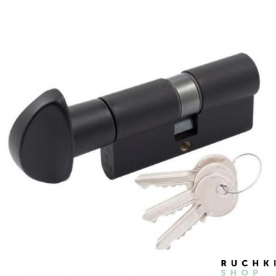 Цилиндр для межкомнатных дверей  WC 60мм (30-30) ключ/вертушка, Черный, Cortellezzi Primo