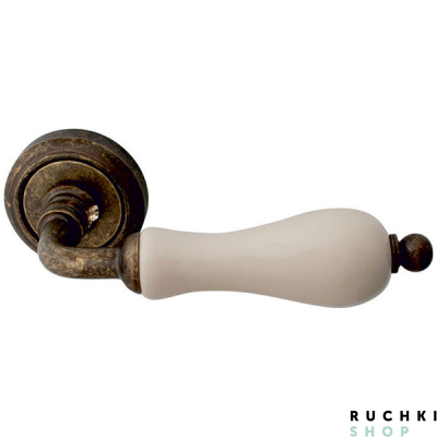 Ручка на розетке 50V CERAMIC 179V, Античная бронза+беж.керамика, Melodia
