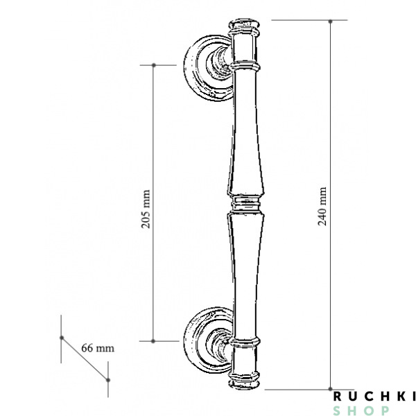 Ручка-скоба 745 TAKO 240 mm, Полированный хром, Melodia 