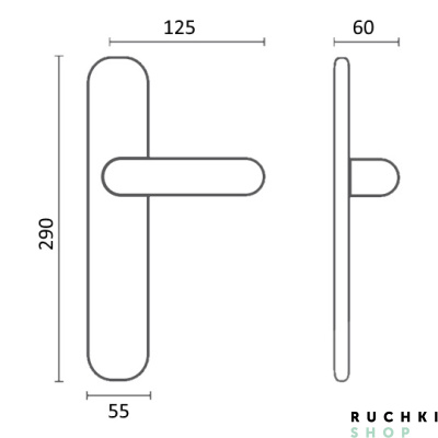 Дверная ручка на планке LAGUNA 132/PASS, Античное серебро, Melodia 