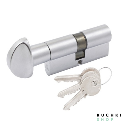 Цилиндр WC 60мм (30-30) ключ/вертушка, Матовый хром, Cortellezzi Primo