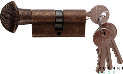 Цилиндр WC  DECOR 60мм (30-30) ключ/вертушка, Античная бронза, Melodia