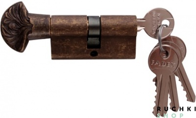 Цилиндр WC  DECOR 60мм (30-30) ключ/вертушка, Античная бронза, Melodia