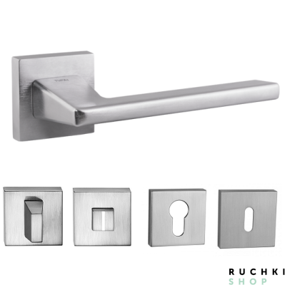 Ручка 4140 матовый хром с фиксатором и накладкой на ключевой цилиндр