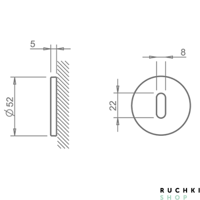 Накладка под ключ буратино 4045 5S RT, Никель матовый, Tupai 