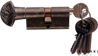 Цилиндр WC DECOR 60мм (30-30) ключ/вертушка, Античное серебро, Melodia