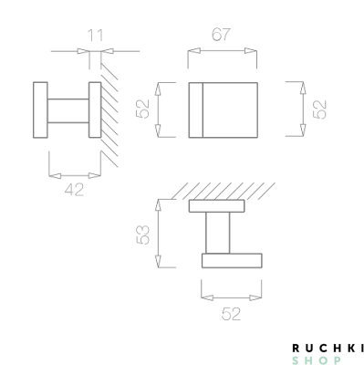 Ручка-кноб Quadrados 1924 Q, Матовый хром, Tupai 