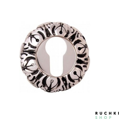 Накладка под цилиндр J-rose 60мм, Серебро 925 с коричневой патиной, CLASS 