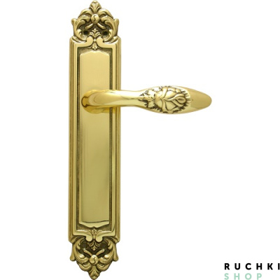 Дверная ручка на планке ROSA 243/PASS, Полированная латунь, Melodia