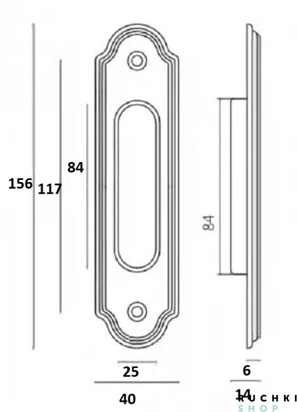 Ручка для раздвижных дверей 811 PASS , Затемненная бронза, Melodia 