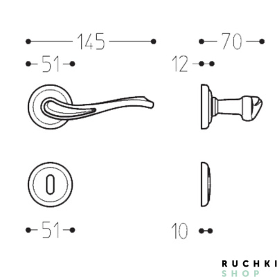 Ручка на розетке CLOE, Матовая латунь/латунь, Mandelli 