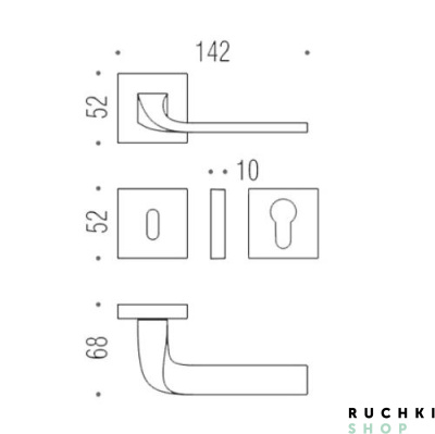 Изображение с размерами дверной ручки Айси, Коломбо, Италия
