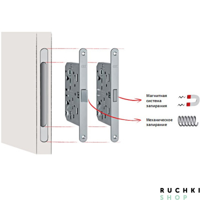 Замок магнитный под цилиндр 85 мм Mediana Polaris, Матовый хром, AGB 