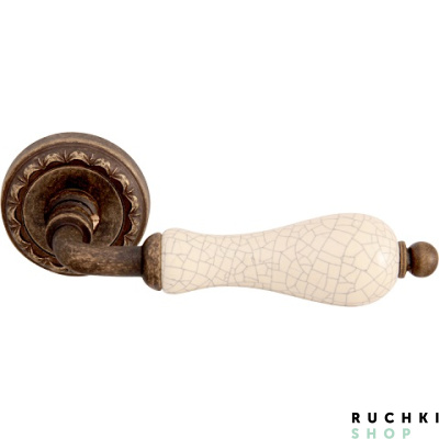 Ручка на розетке 50D CERAMIC 179D, Античная бронза+Керамика кракле, Melodia 