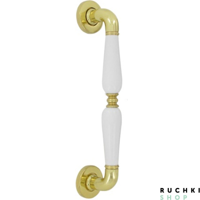 Ручка-скоба DANIELA (ДАНИЭЛА) 245 мм, Полированная латунь+керамика, Martinelli