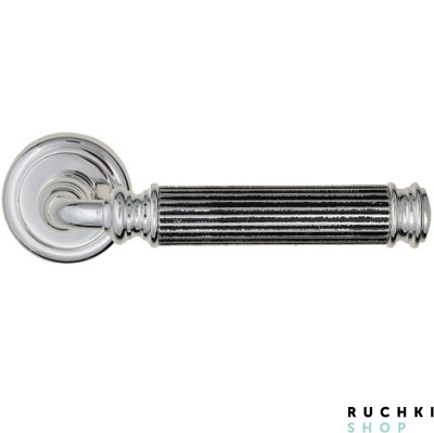 Ручка на розетке MOSCA D1, Натуральное серебро + черный, Venezia