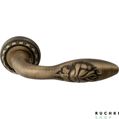 Ручка на розетке 50D ROSA (РОЗА) 243D, Матовая бронза, Melodia