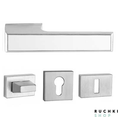 ручка 3089 матовый хром вставка белый глянец с фиксатором