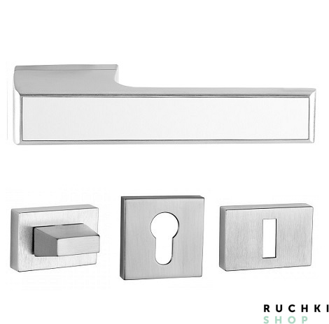 ручка 3089 матовый хром вставка белый глянец с фиксатором