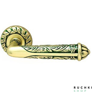 Ручка на розетке RUBIN 1035, Старинная латунь с зеленой патиной, CLASS