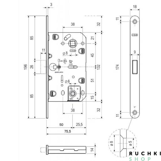 Замок магнитный под завертку WC 96 мм Mediana Polaris, никель, AGB