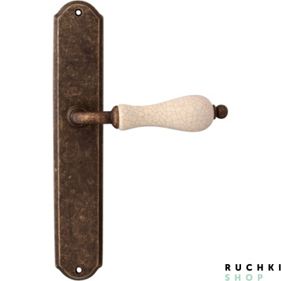 Дверная ручка на планке CERAMIC 179/131, Античная бронза+керамика кракле, Melodia 