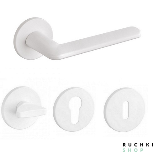 Фото ручки Элиптика с фиксатором и накладкой на ключевой цилиндр в белом цвете от фабрики Tupai