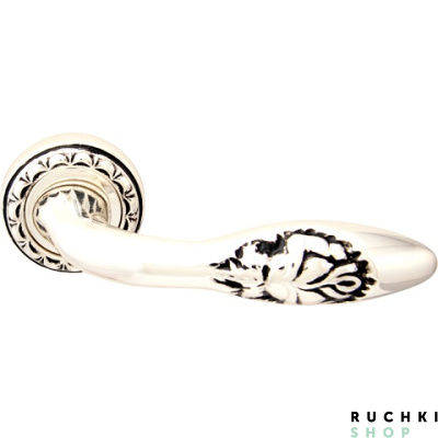 Ручка на розетке 50D ROSA (РОЗА) 243D, Серебро с чернением, Melodia 