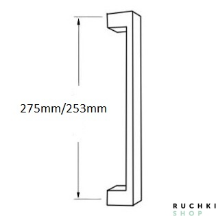 Размеры дверной ручки скобы 754 ASTI 275 mm, Матовый хром, Forme