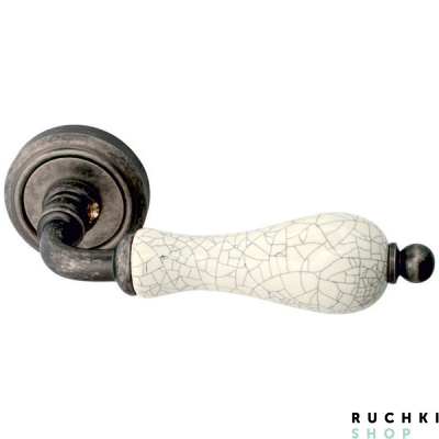 Ручка на розетке 50V CERAMIC 179V, Античное серебро+керамика кракле, Melodia 