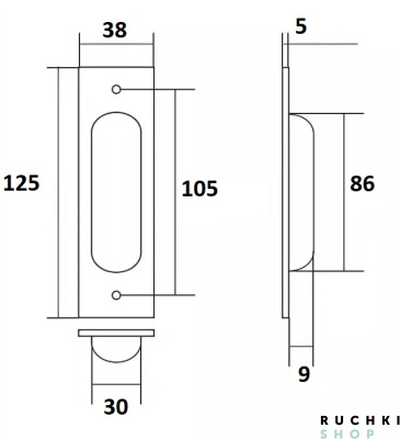 Ручка для раздвижных дверей KR01 PASS , Матовая бронза, Melodia 