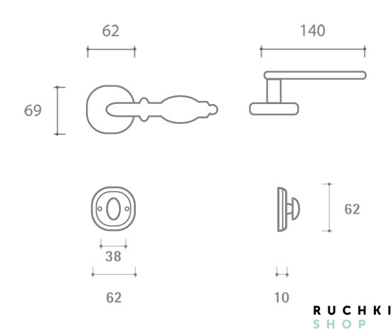 Ручка на розетке Кастелли, Латунь состаренная,  Val de fiori 