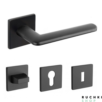 Фото ручки Элиптика 3098 черная с фиксатором и накладкой на ключевой цилиндр Тупай