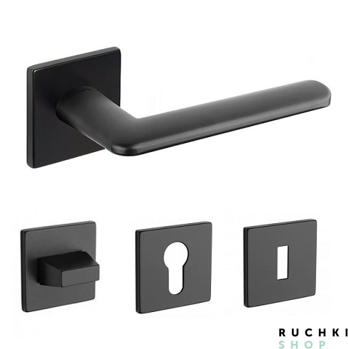 Фото ручки Элиптика 3098 черная с фиксатором и накладкой на ключевой цилиндр Тупай