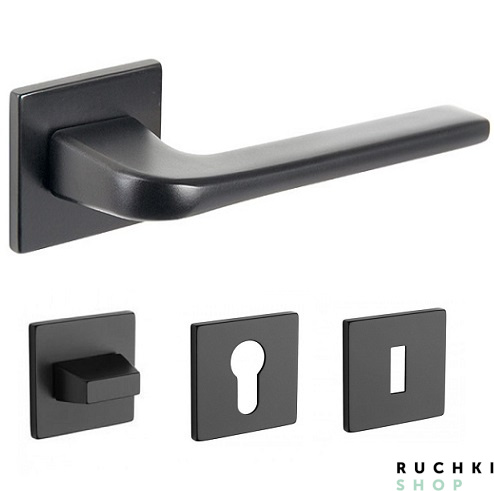 Ручка 4007 черная с фиксатором и накладкой на ключевой цилиндр