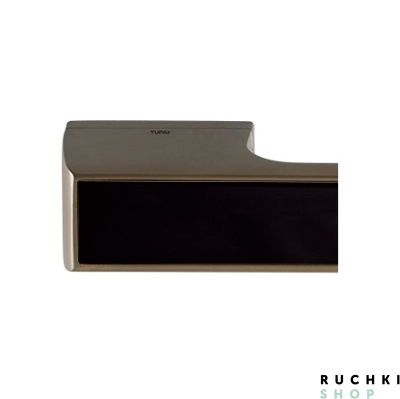 прямоугольная розетка 3089 титан с черной вставкой глянец