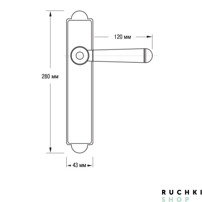 Дверная ручка на планке SIRACUSA 465/PASS, Полированная латунь, Melodia 