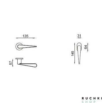 размеры ручка на розетке IKI IK12, Черный матовый, DND