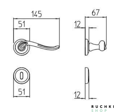 Ручка на розетке LORD, Матовая бронза, Mandelli 