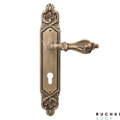 Ручка на планке Кастелли под цилиндр, Латунь состаренная, Val de fiori 