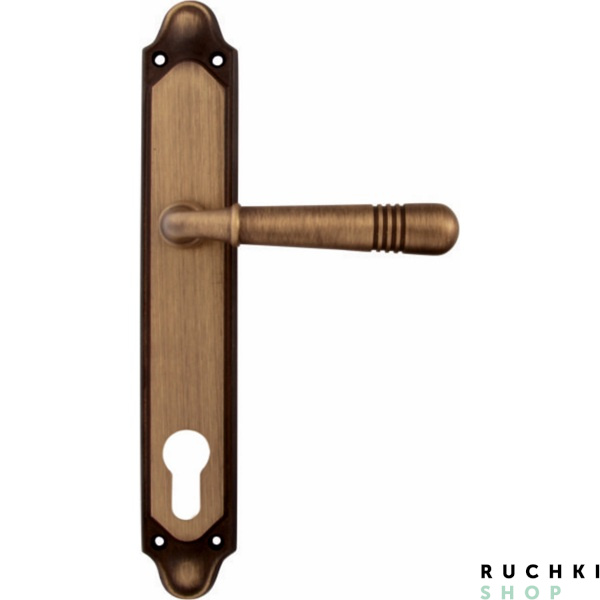 Дверная ручка на планке ALFA 293/158, Матовая бронза, Melodia 