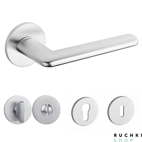 Ручка Элиптика 3098 с фиксатором и накладками на ключевой цилиндр в цвете матовый хром