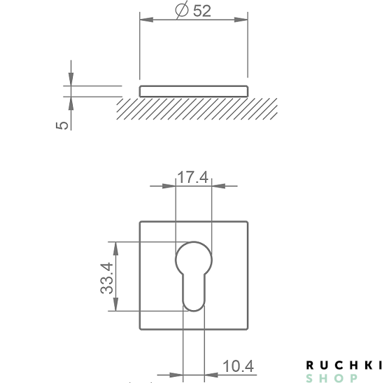 Накладка под цилиндр 4049 5S Q, Матовый хром, Tupai 