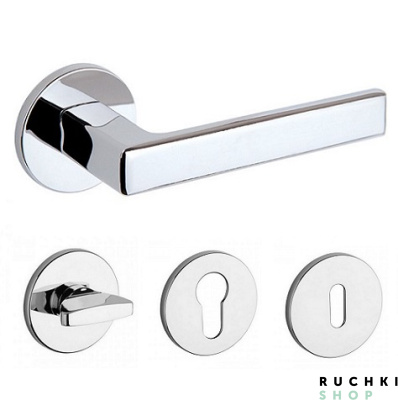 фото ручка 3095 хром глянец с фиксатором и накладкой на ключевой цилиндр