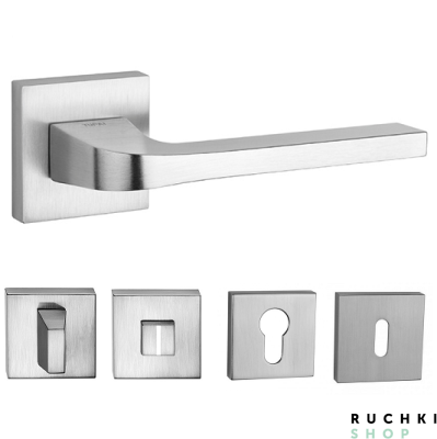 Ручка 3097 матовый хром с фиксатором и накладкой на ключевой цилиндр