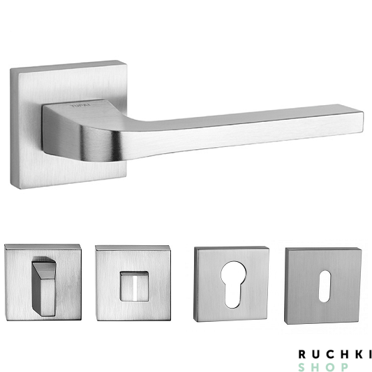 Ручка 3097 матовый хром с фиксатором и накладкой на ключевой цилиндр