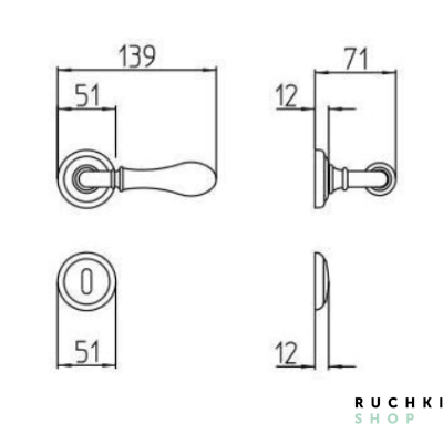 Ручка на розетке DOGE, Античная бронза, Mandelli 